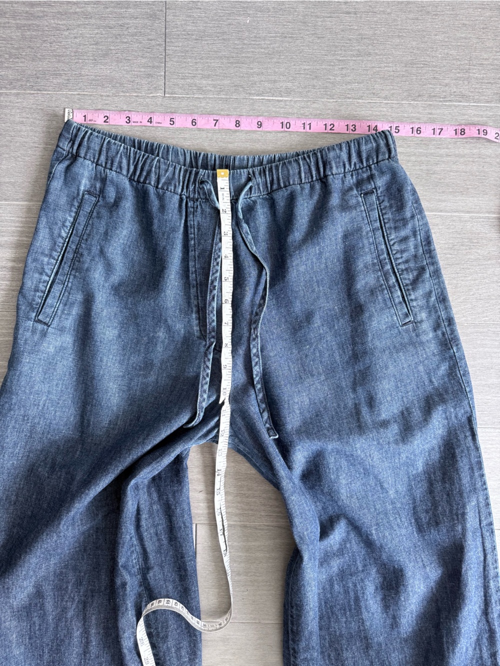 COS DENIM WIDE LEG DRAWSTRING PANTS 6 indigo LINEN BLEND MINIMALIST Casual - Picture 15 of 16